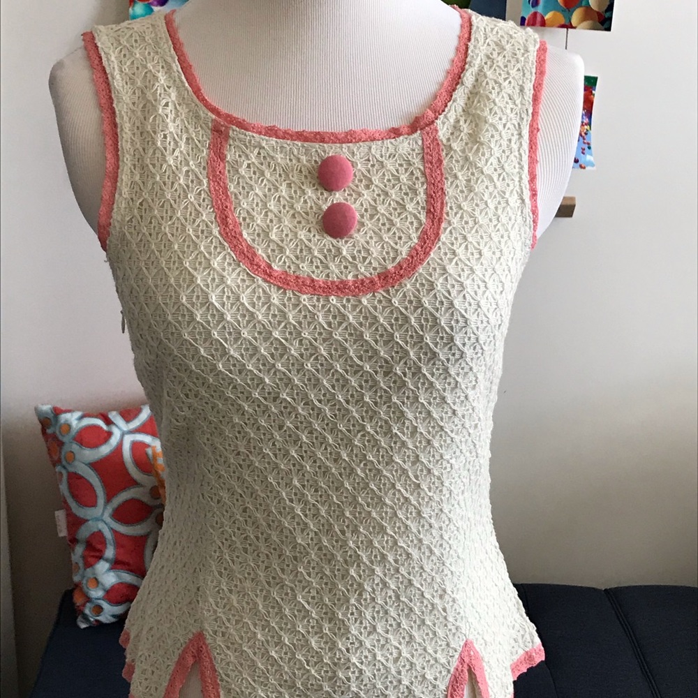 NWT Cream and Pink Top Size S